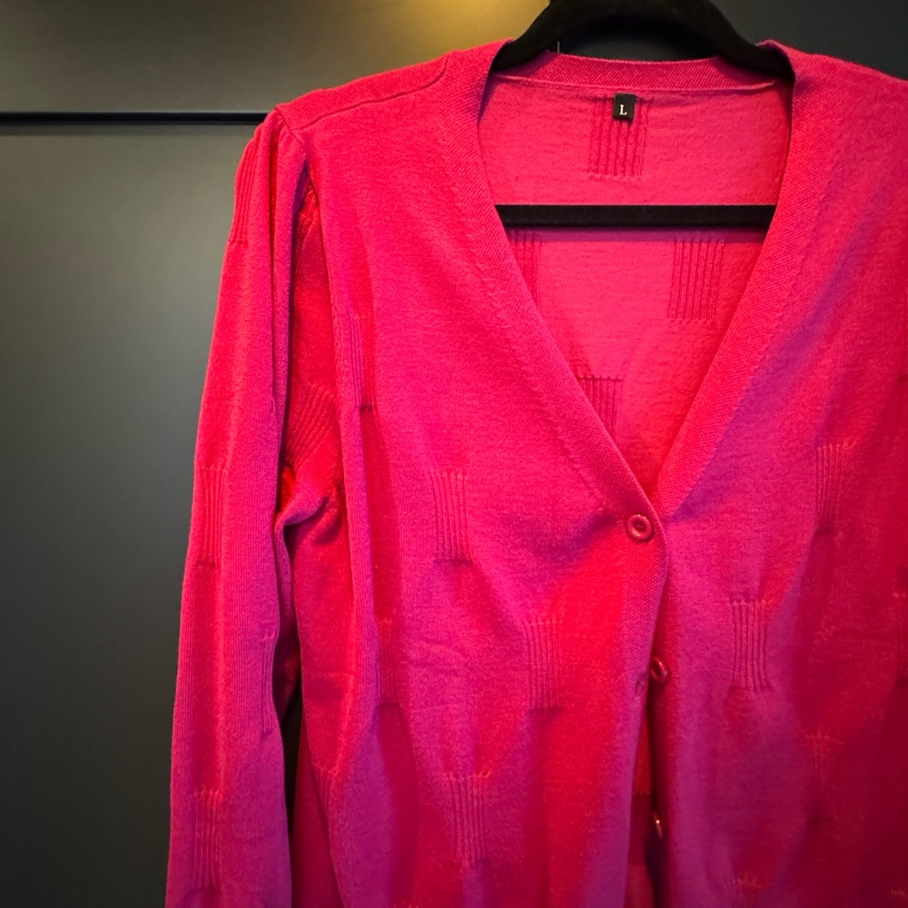 New Hot Pink Cardigan Sweater - Picture 6 of 8